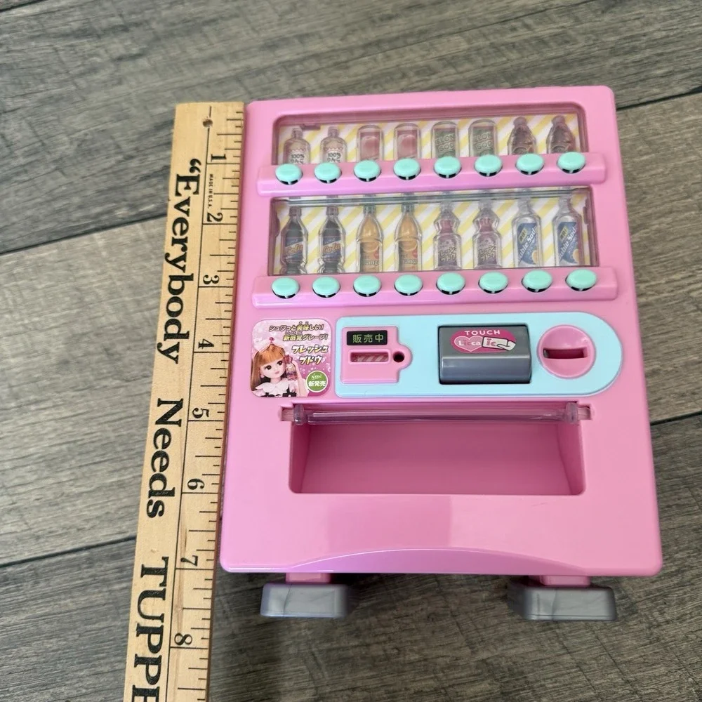 Y2K Takara Tomy Licca Chan Touch Licca Pink Vending Machine Toy w 3 Drinks Japan